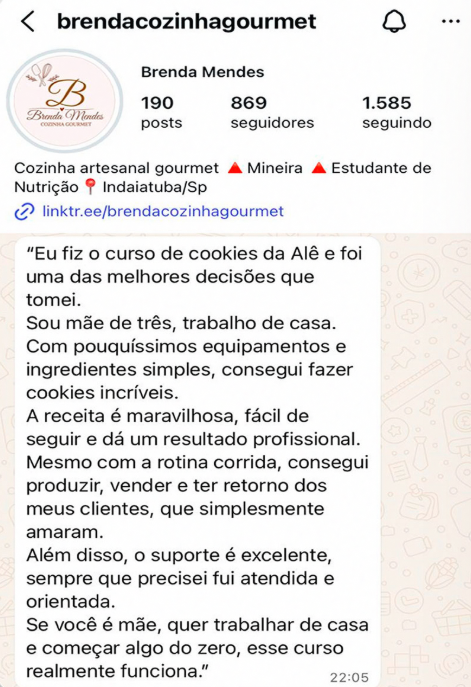 Depoimento real de cliente ou aluna