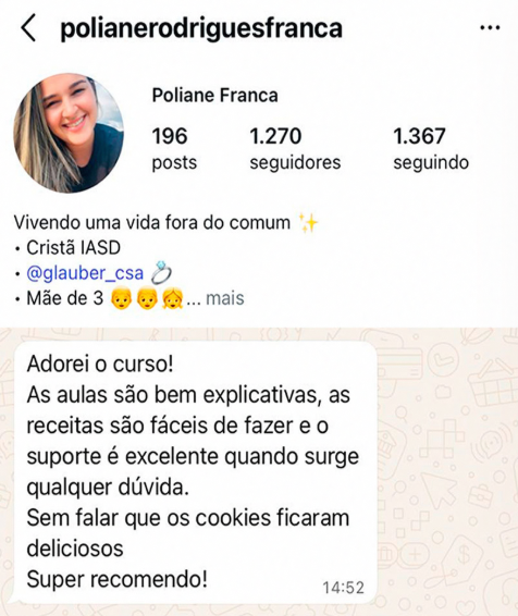 Depoimento real de cliente ou aluna